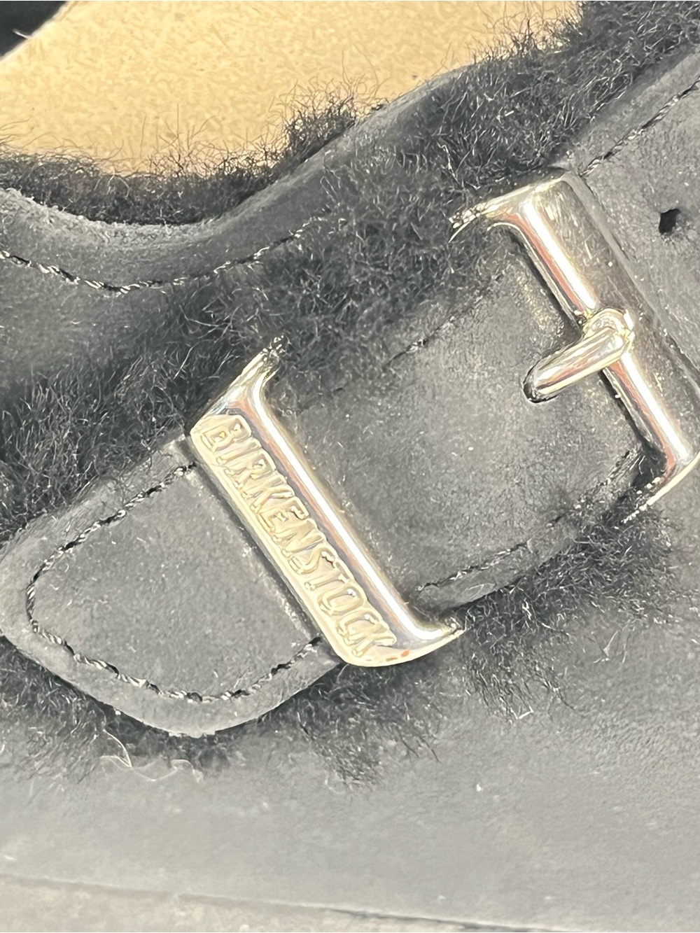 Birkenstock Tokio Shearling Clog with Silver Buckle and black oiled leather - Picture 8 of 9